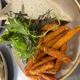 Sandwich with sweet potato fries