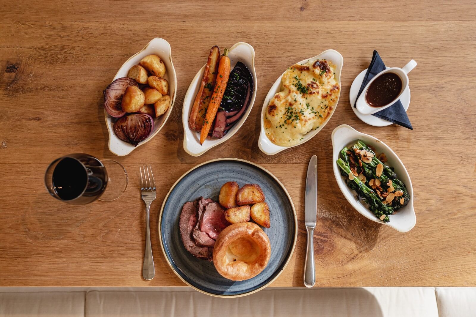 Birdseye View of the Sunday Roast Spread